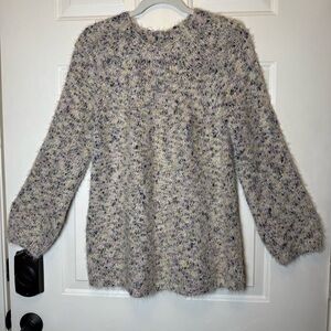 Loft Lou & Grey Oversized Fuzzy Eyelash Sweater Size P Womens Cozy Pink Flecked